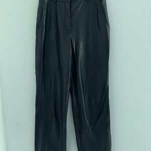 Aritzia Babaton Command Mid-rise Vegan Leather Black Faux Leather Pants size 2